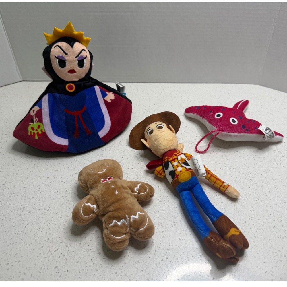 BarkBox Disney Dog Toy Bundle Evil Queen Woody Gingerbread Stingray Plush Lot